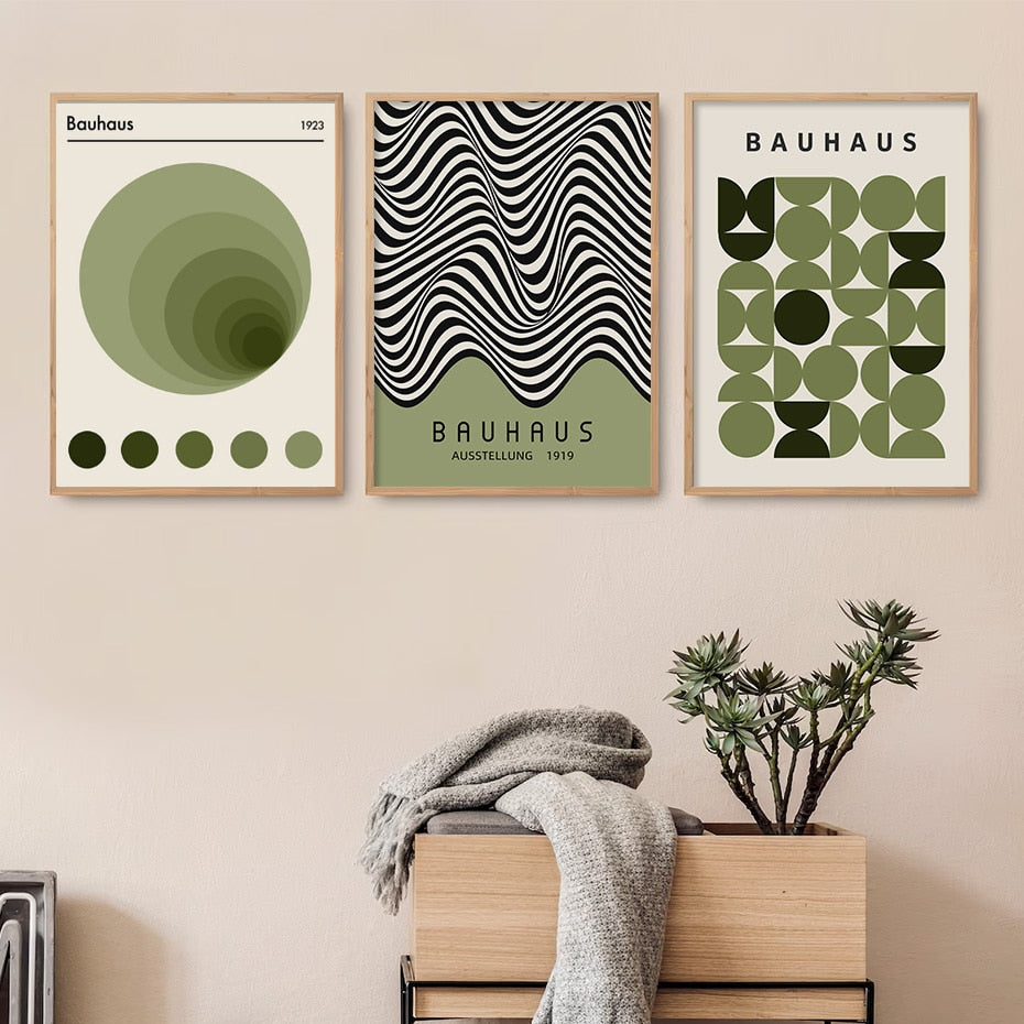 Bauhaus Green Abstract Prints