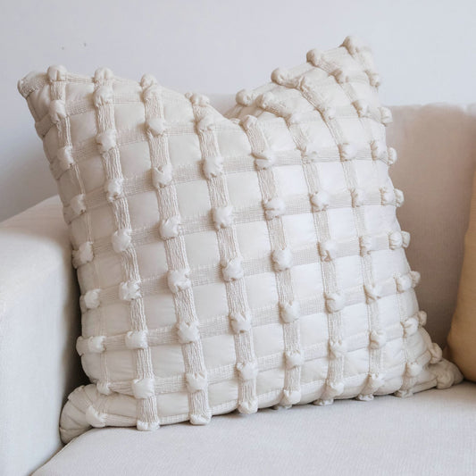White Plaid Pillow